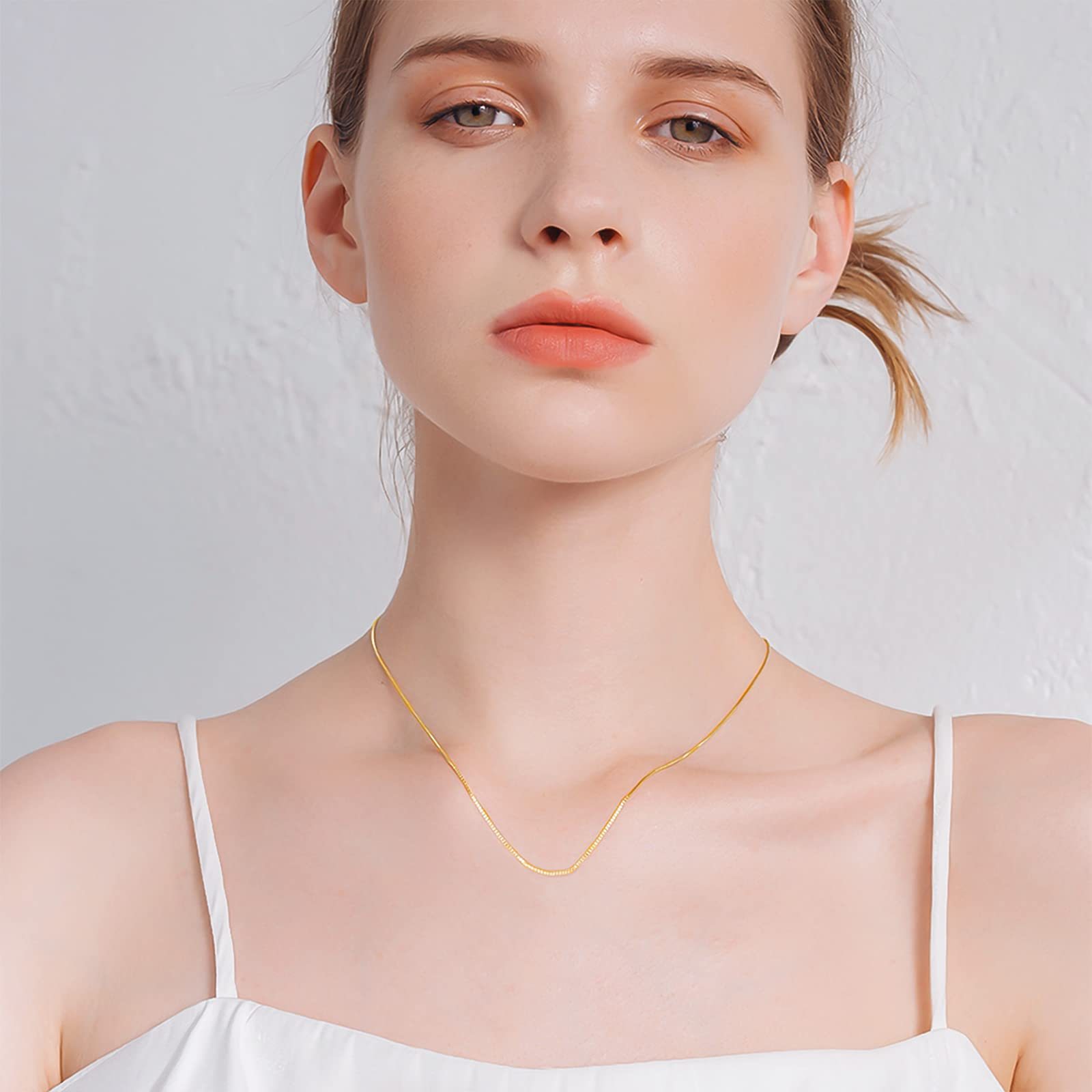 18ct Yellow Gold Plated Box Chain Necklace 20inch